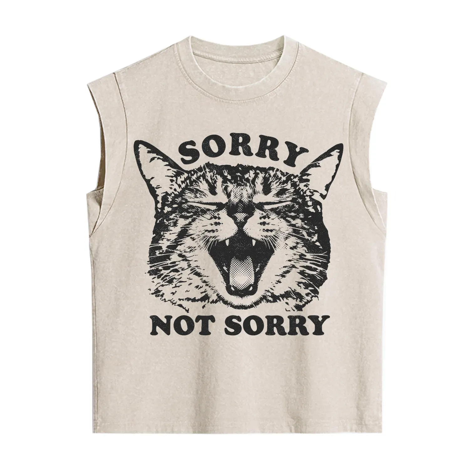 Purplehecate Sorry Not Sorry Funny Cat Vintage Washed Tank