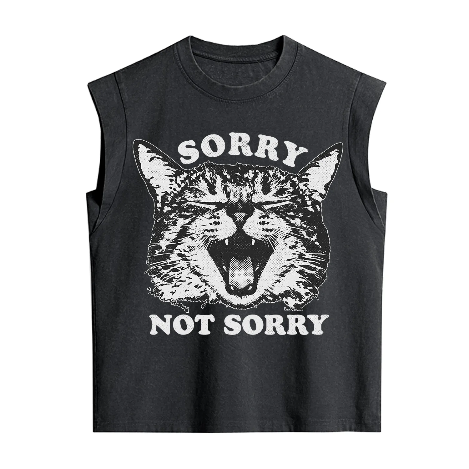 Purplehecate Sorry Not Sorry Funny Cat Vintage Washed Tank