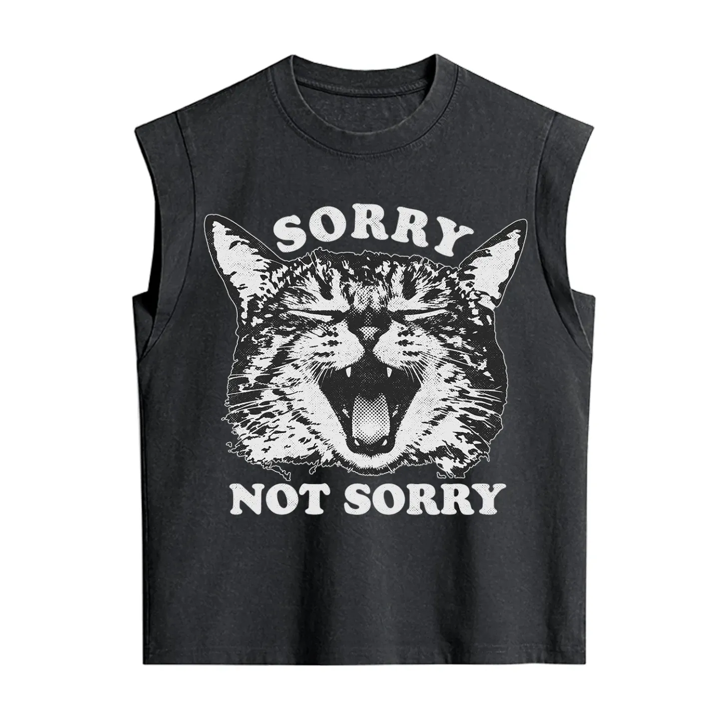 Purplehecate Sorry Not Sorry Funny Cat Vintage Washed Tank
