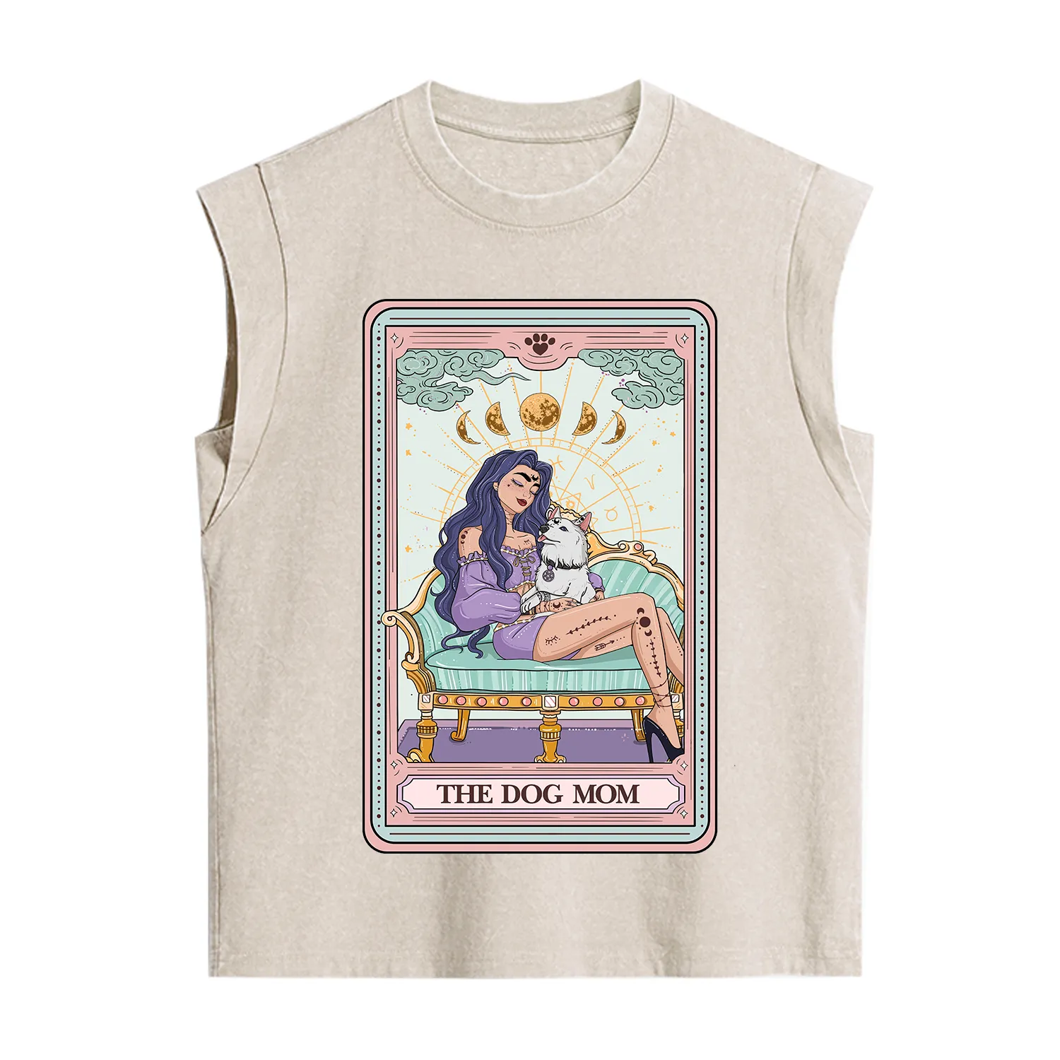 Purplehecate The Dog Mom Tarot Card Vintage Washed Tank