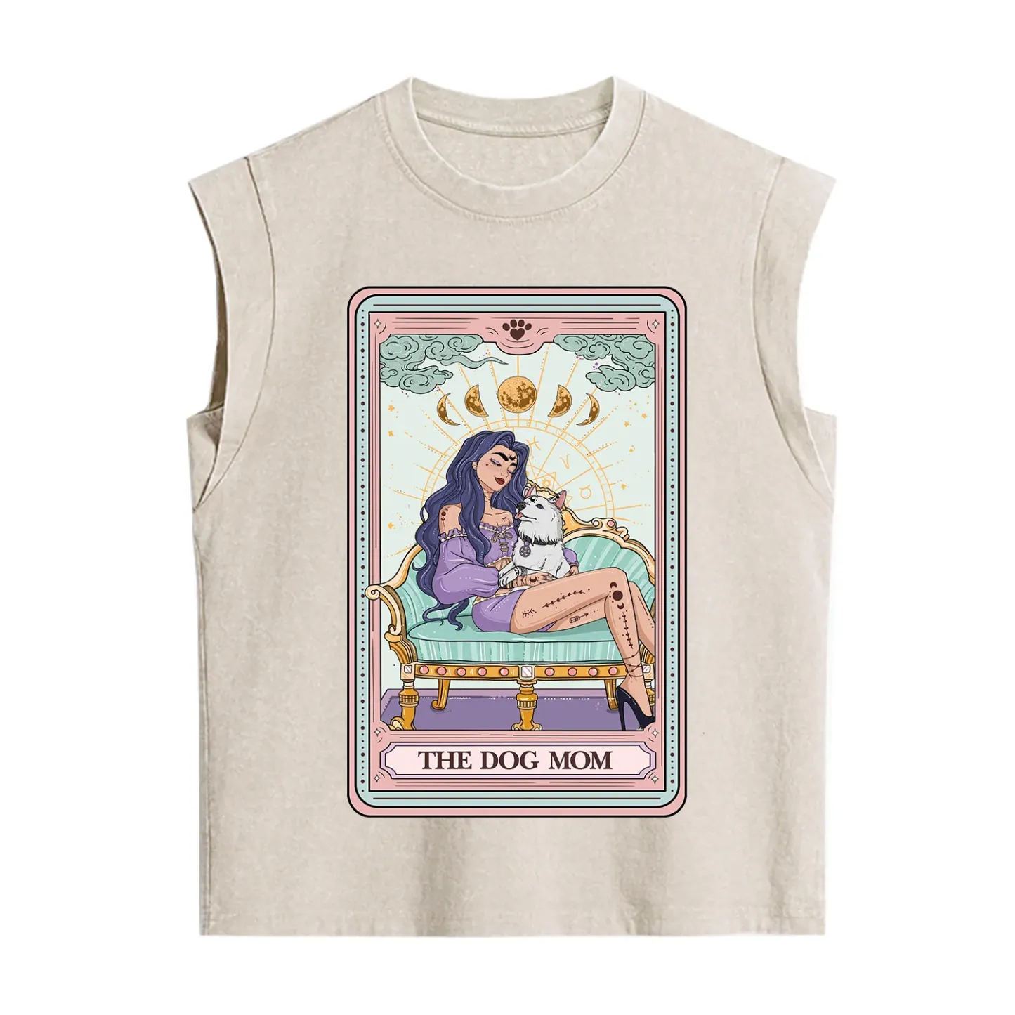 Purplehecate The Dog Mom Tarot Card Vintage Washed Tank