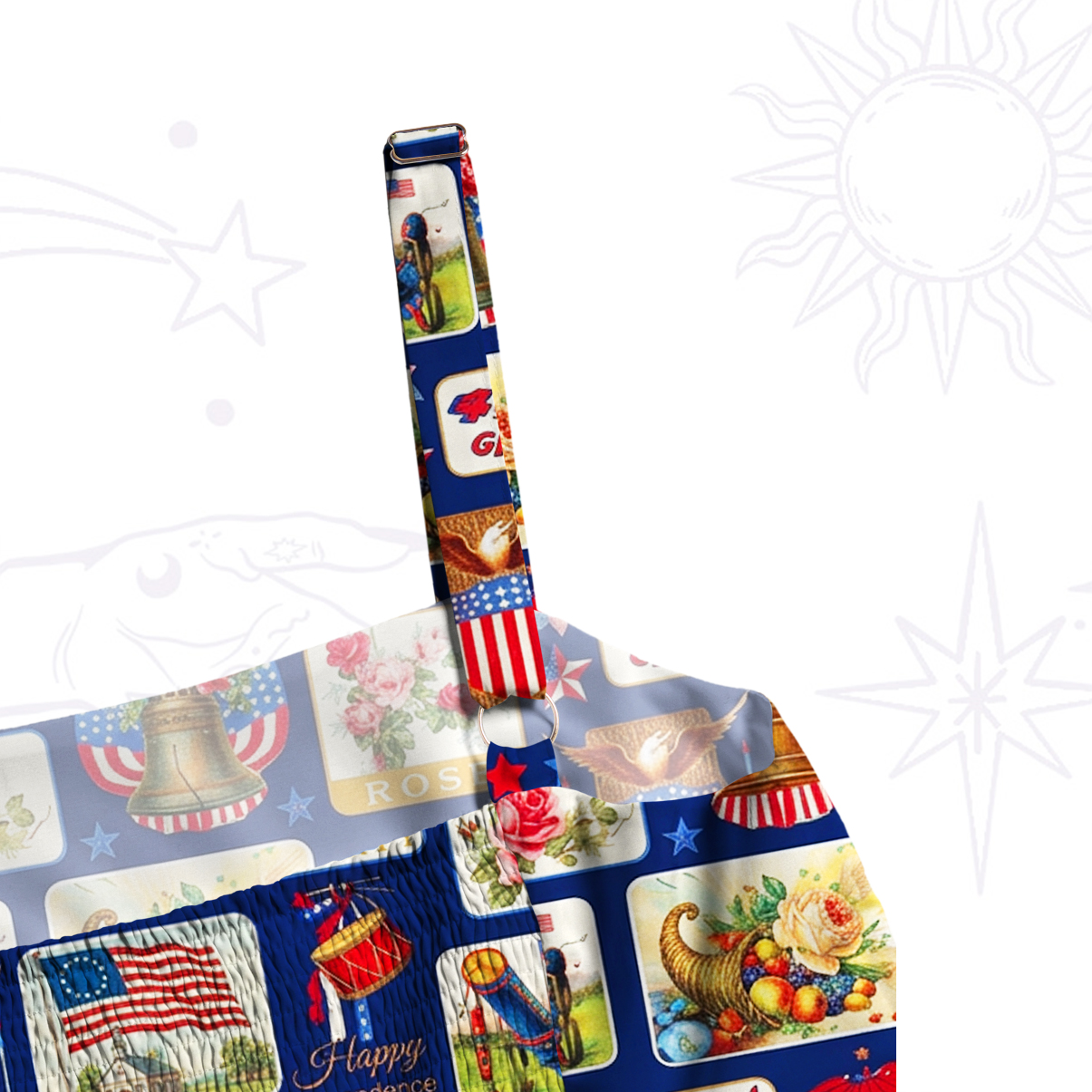 Purplehecate Vintage USA Postcard Patchwork Wide Straps Maxi Dress