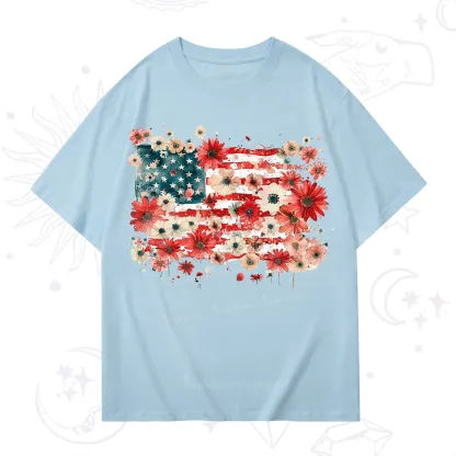 Purplehecate Floral American Flag T-Shirt