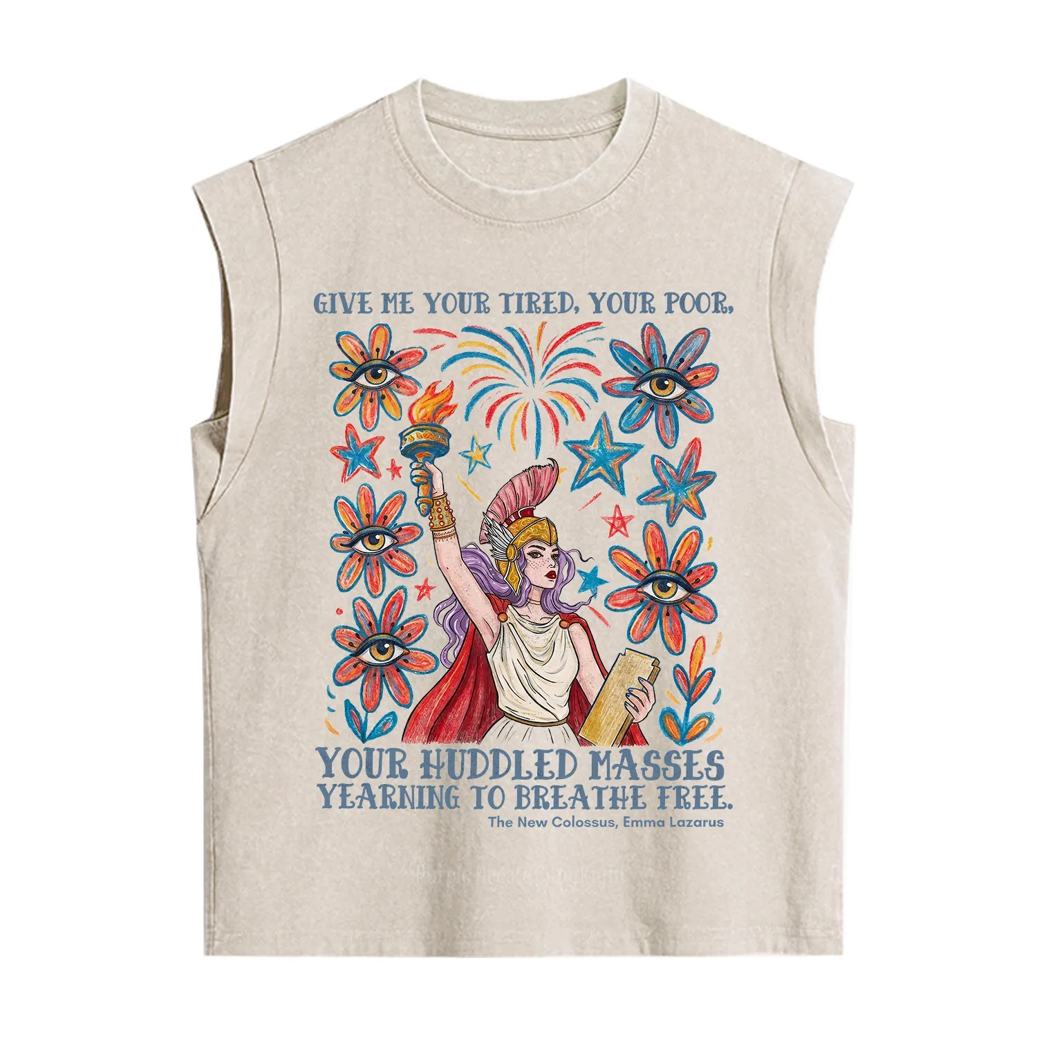 Purplehecate Give Me Your Tired Your Poor Statue of Liberty Vintage Washed Tank