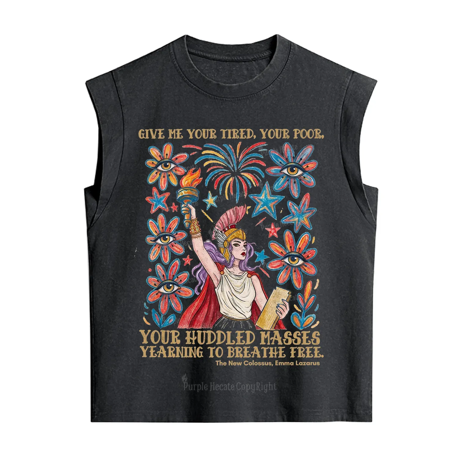 Purplehecate Give Me Your Tired Your Poor Statue of Liberty Vintage Washed Tank