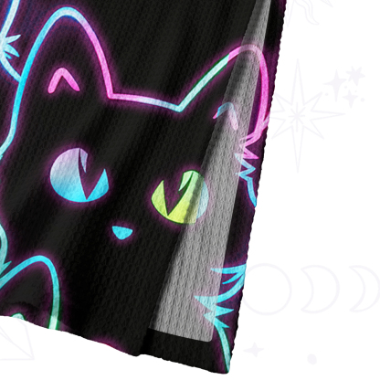 Purplehecate Neon Glow Stacked Cats Crochet Knit Maxi Dress