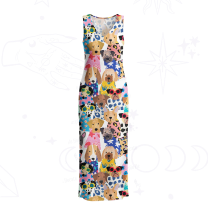 Purplehecate Puppy Parade Crochet Knit Maxi Dress