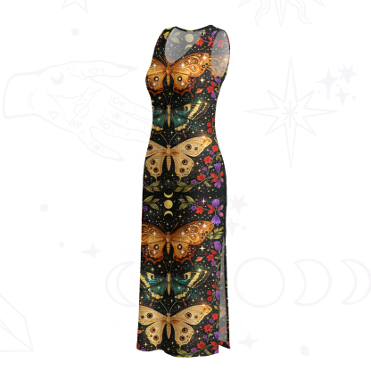 Purplehecate Mystic Butterfly Whisper Crochet Knit Maxi Dress