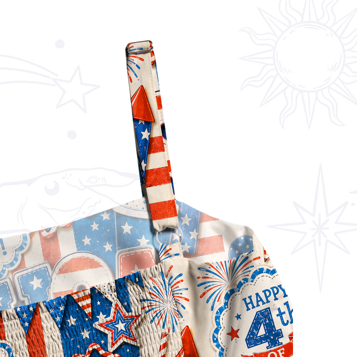 Purplehecate 4th of July Fireworks & Flags Wide Straps Maxi Dress