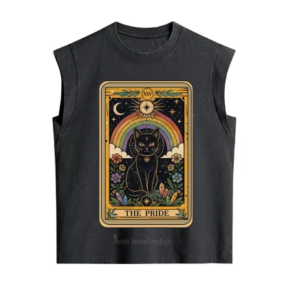 Purplehecate The Pride Black Cat Tarot Vintage Washed Tank