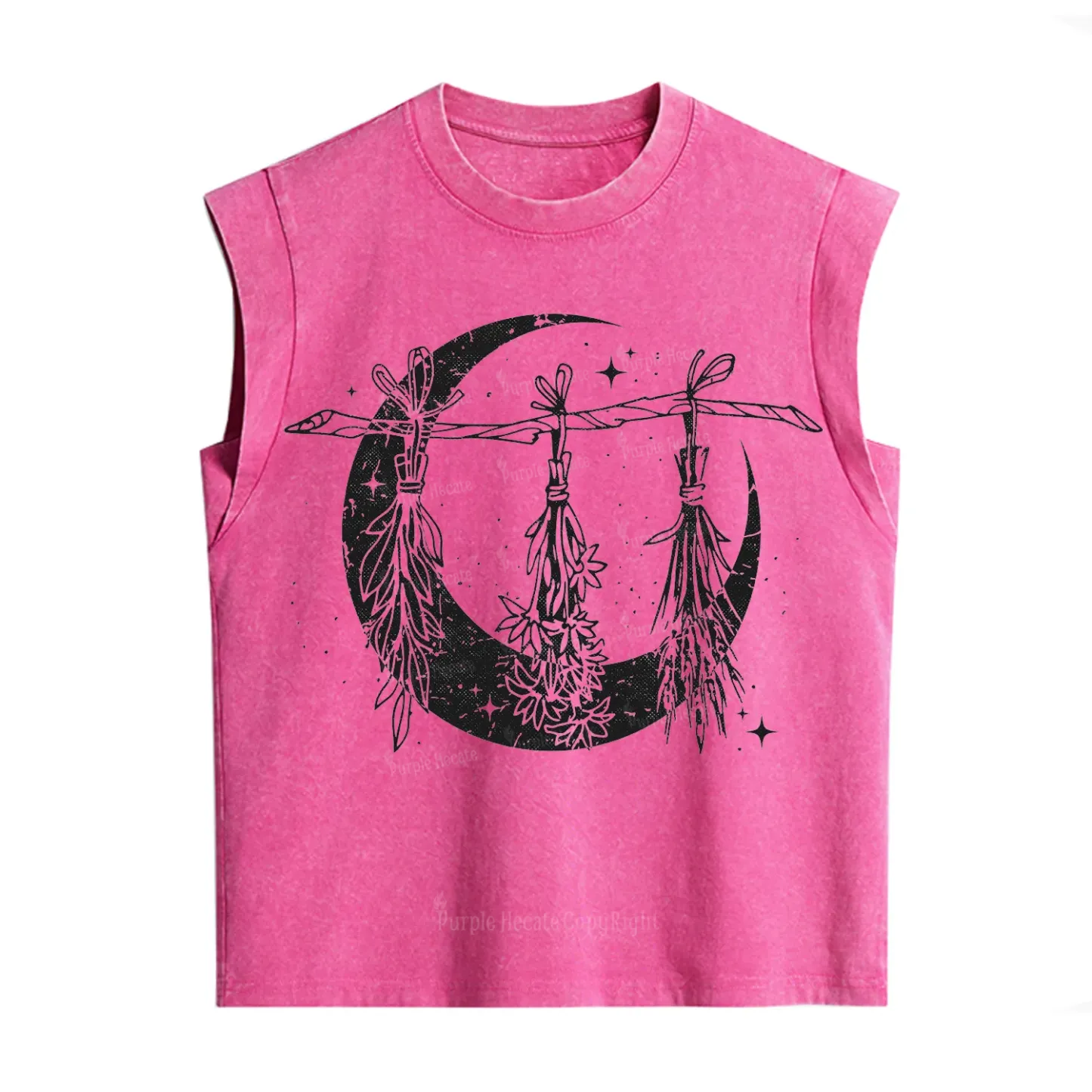 Purplehecate Witchy Moon Herbs Vintage Washed Tank