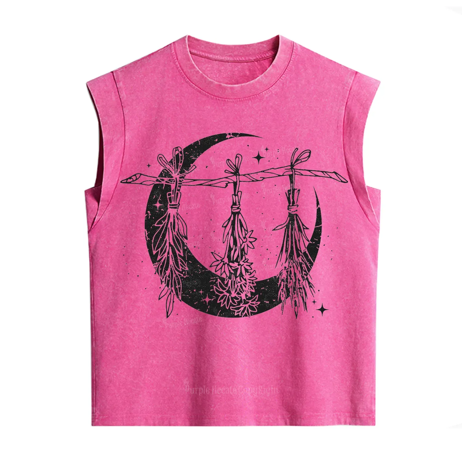 Purplehecate Witchy Moon Herbs Vintage Washed Tank