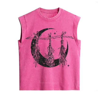 Purplehecate Witchy Moon Herbs Vintage Washed Tank