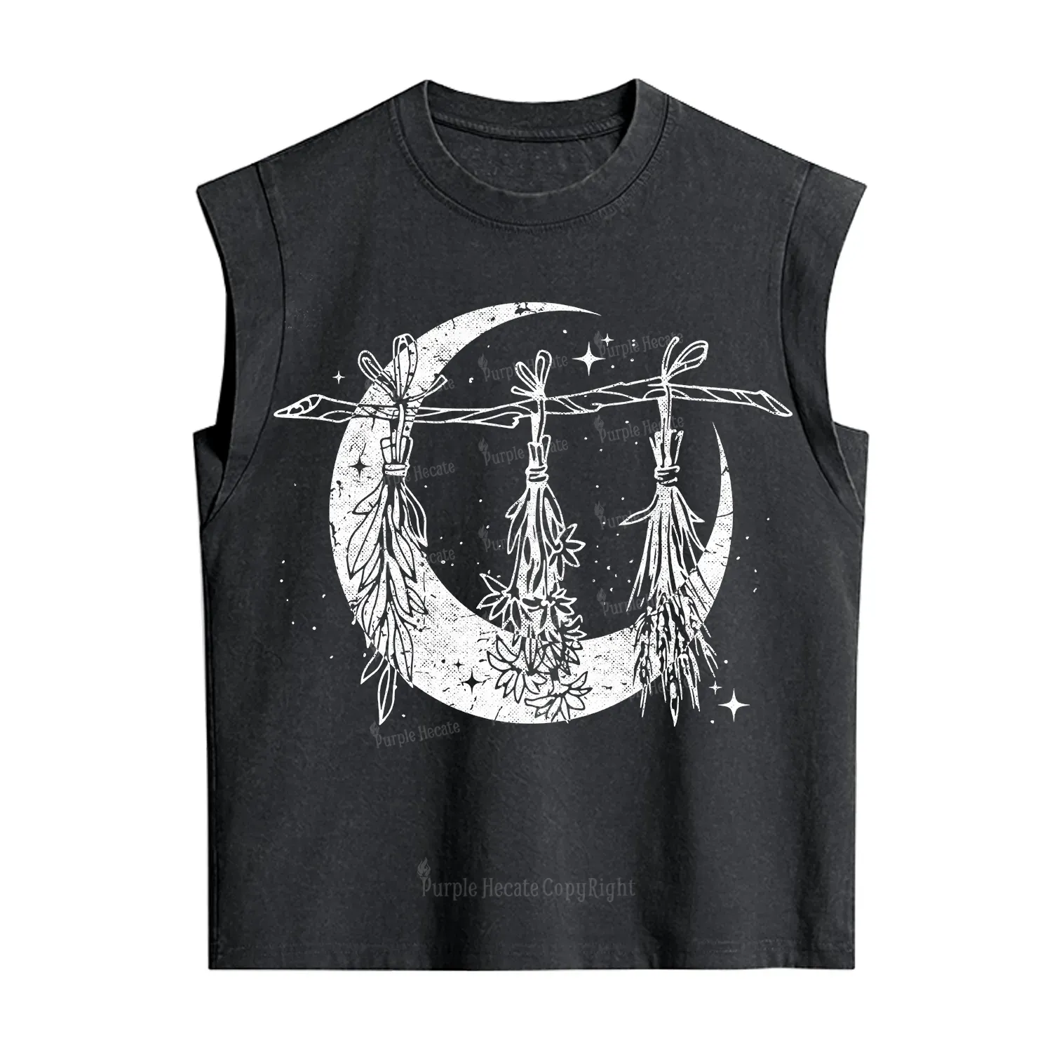 Purplehecate Witchy Moon Herbs Vintage Washed Tank