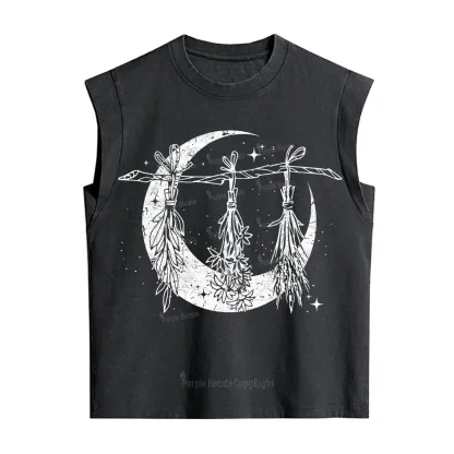 Purplehecate Witchy Moon Herbs Vintage Washed Tank