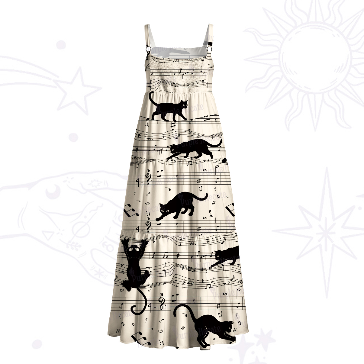 Purplehecate Catwalk Notes Strappy Wide Straps Maxi Dress