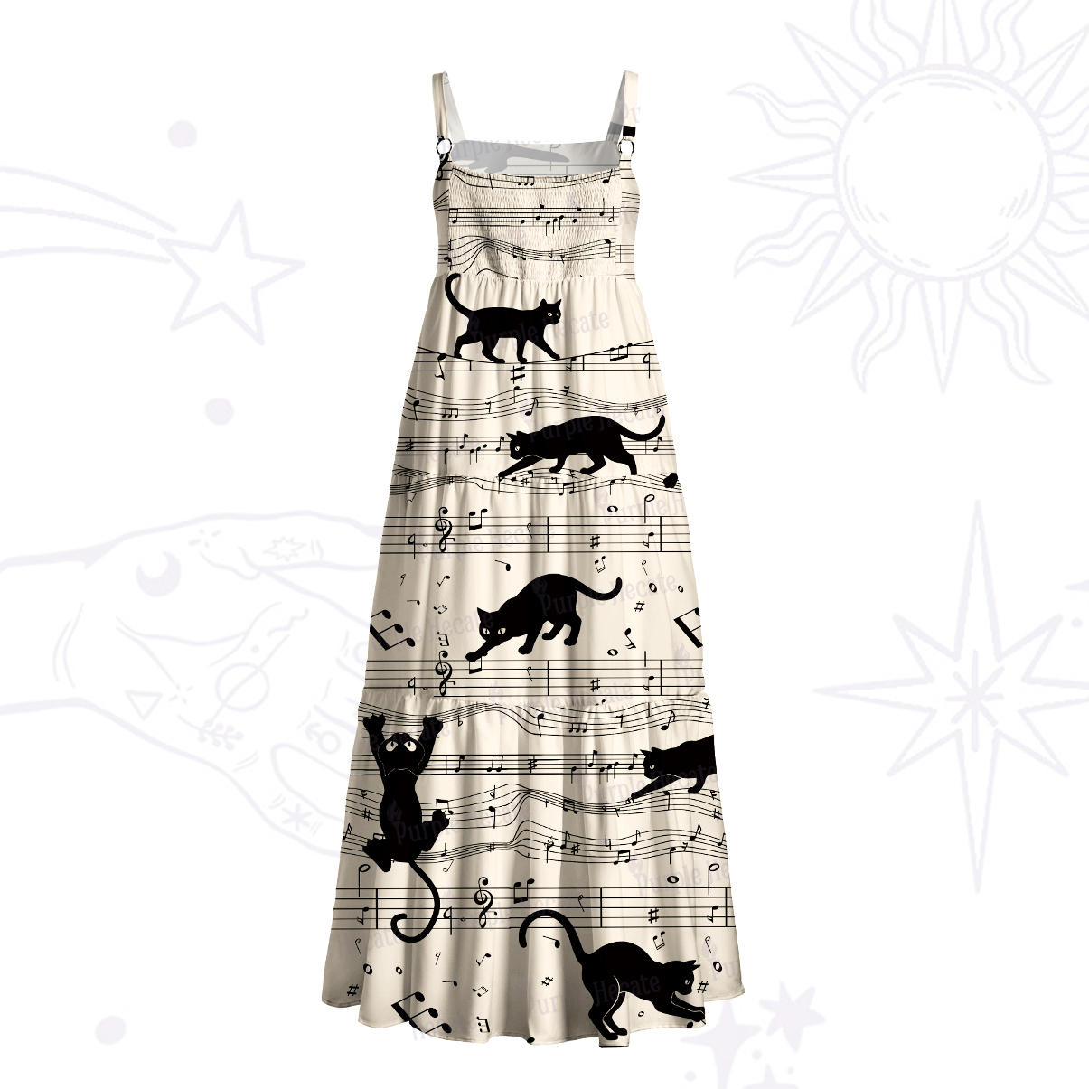 Purplehecate Catwalk Notes Strappy Wide Straps Maxi Dress