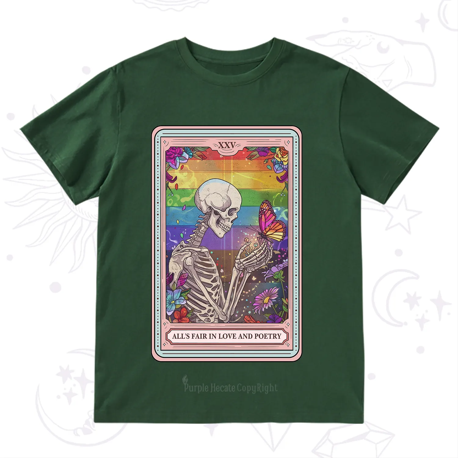 Purplehecate The All's Fair in Love and Poetry Skeleton Tarot T-Shirt