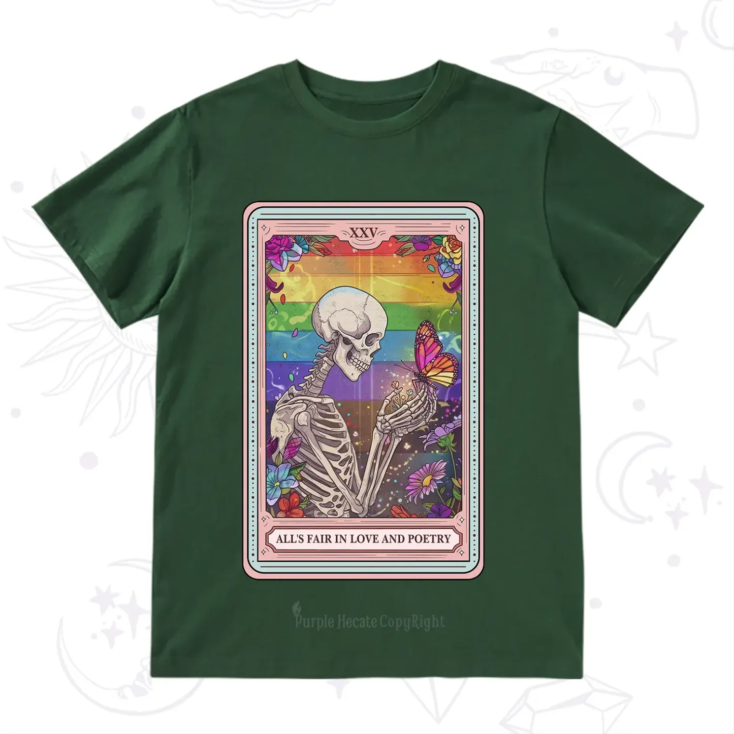 Purplehecate The All's Fair in Love and Poetry Skeleton Tarot T-Shirt