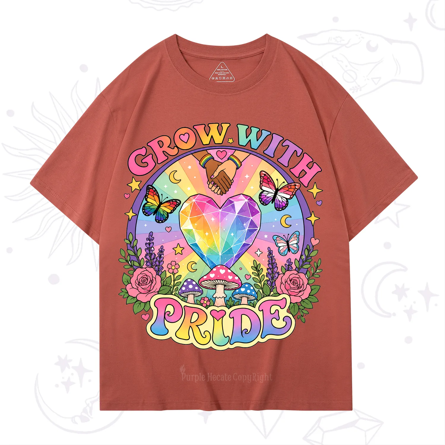 Purplehecate Grow With Pride Rainbow Heart T-Shirt