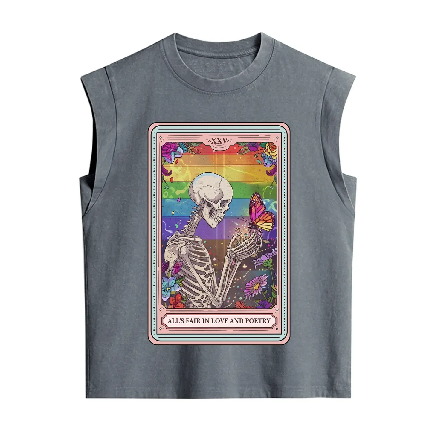 Purplehecate The All's Fair in Love and Poetry Skeleton Tarot Vintage Washed Tank
