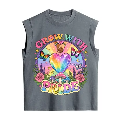 Purplehecate Grow With Pride Rainbow Heart Vintage Washed Tank
