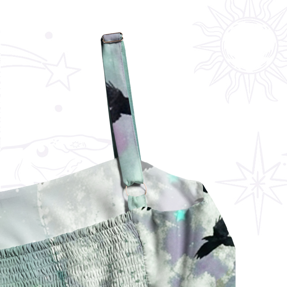Purplehecate Forest Witch & Familiar Creatures Wide Straps Maxi Dress