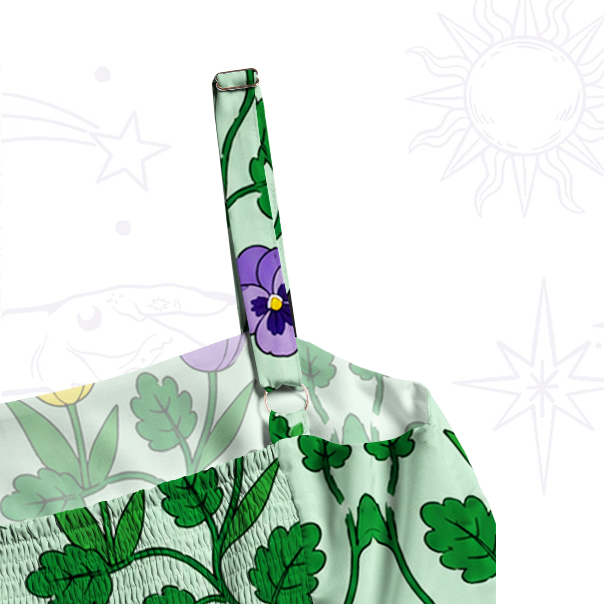 Purplehecate Spring Bunny Blossom Wide Straps Maxi Dress