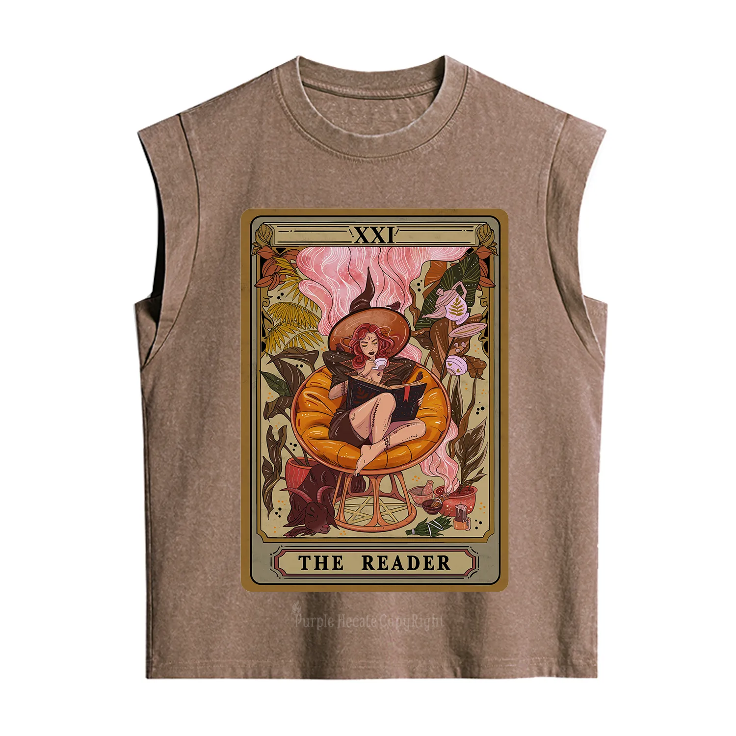 Purplehecate The Reader Tarot Card Vintage Washed Tank
