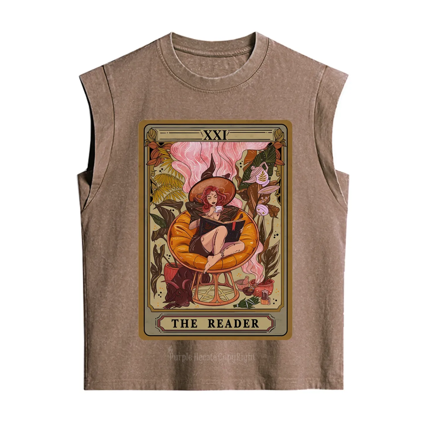 Purplehecate The Reader Tarot Card Vintage Washed Tank