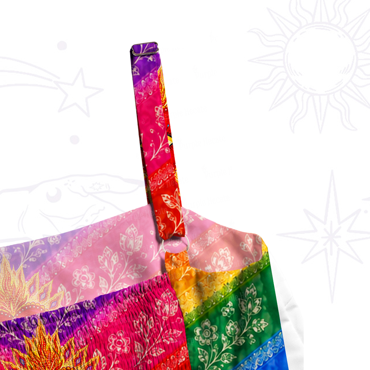 Purplehecate Rainbow Striped Sacred Heart Wide Straps Maxi Dress