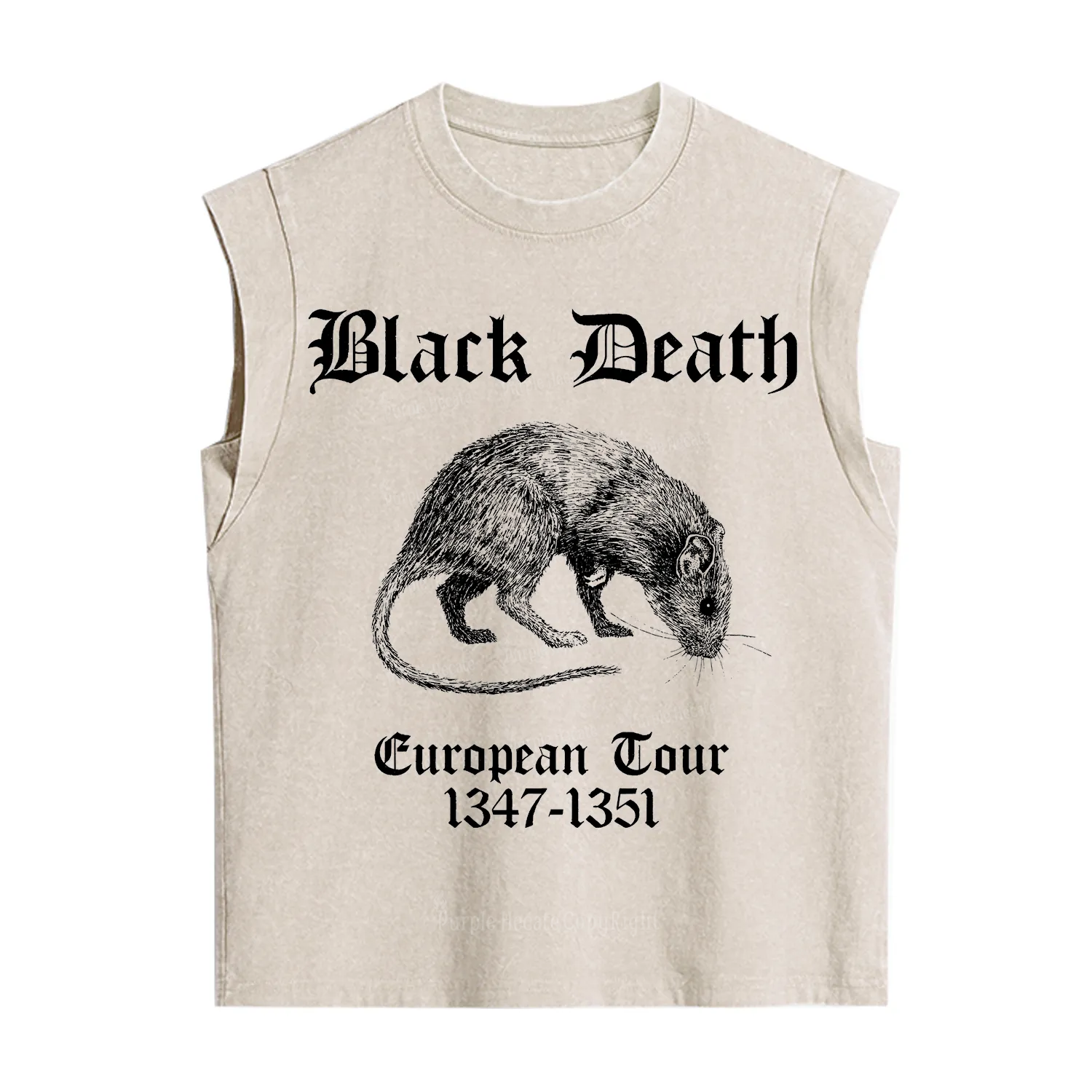 Purplehecate Black Death European Tour Vintage Washed Tank