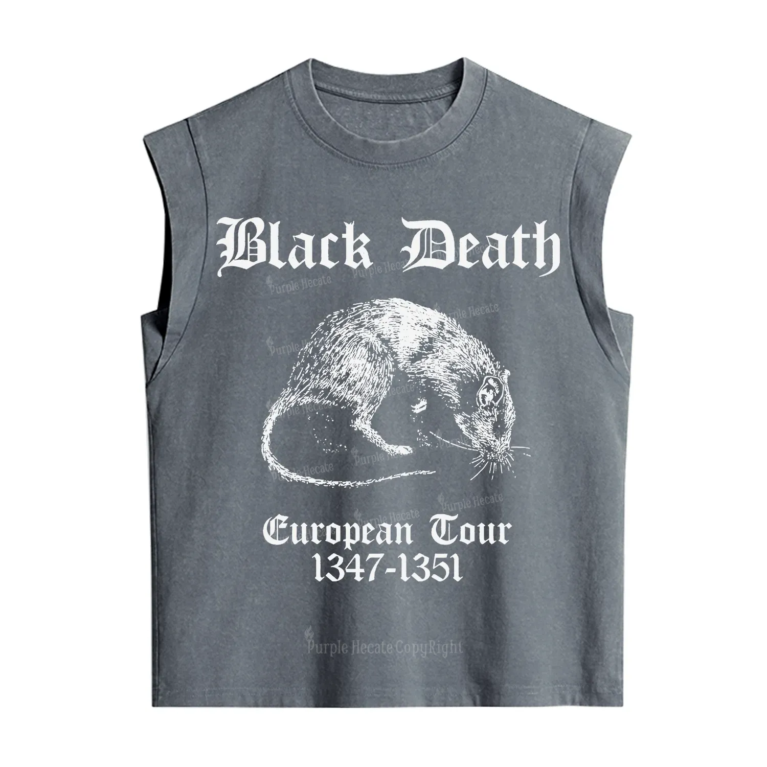 Purplehecate Black Death European Tour Vintage Washed Tank