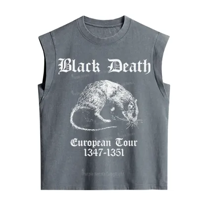 Purplehecate Black Death European Tour Vintage Washed Tank