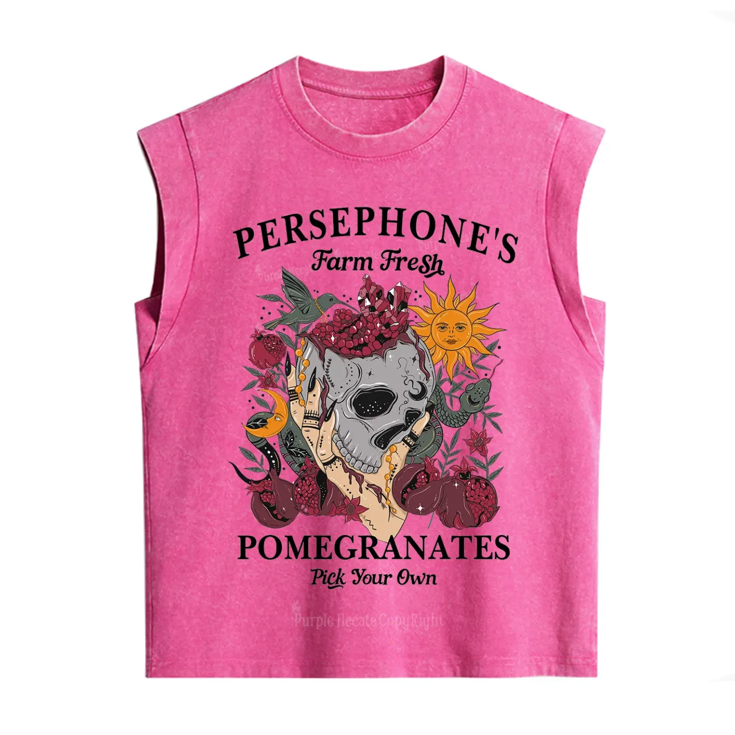 Purplehecate Persephone's Farm Fresh Pomegranates Pick Your Own Vintage Washed Tank