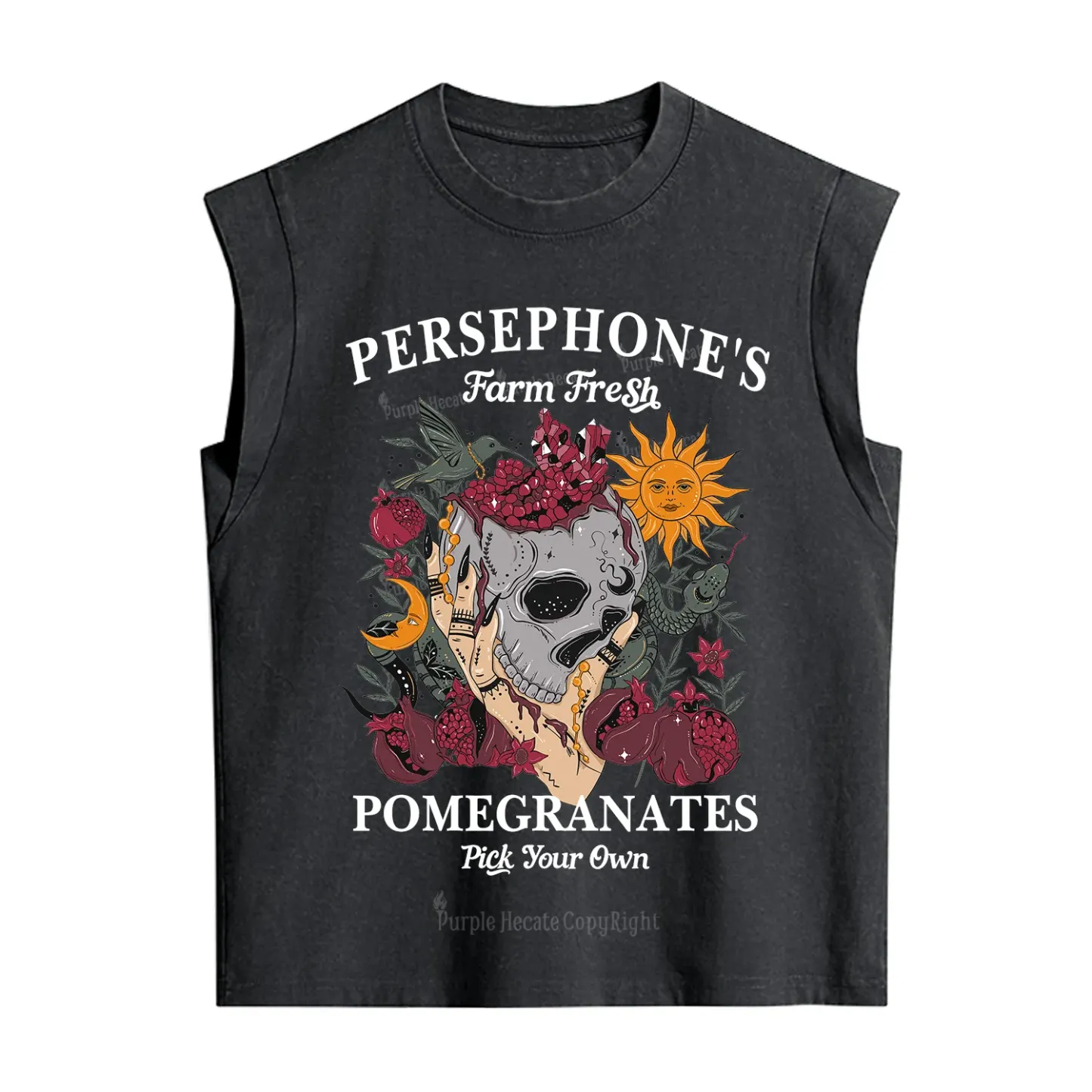 Purplehecate Persephone's Farm Fresh Pomegranates Pick Your Own Vintage Washed Tank