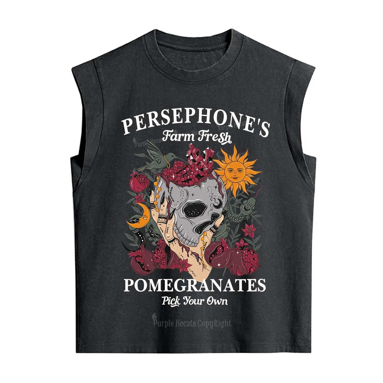 Purplehecate Persephone's Farm Fresh Pomegranates Pick Your Own Vintage Washed Tank