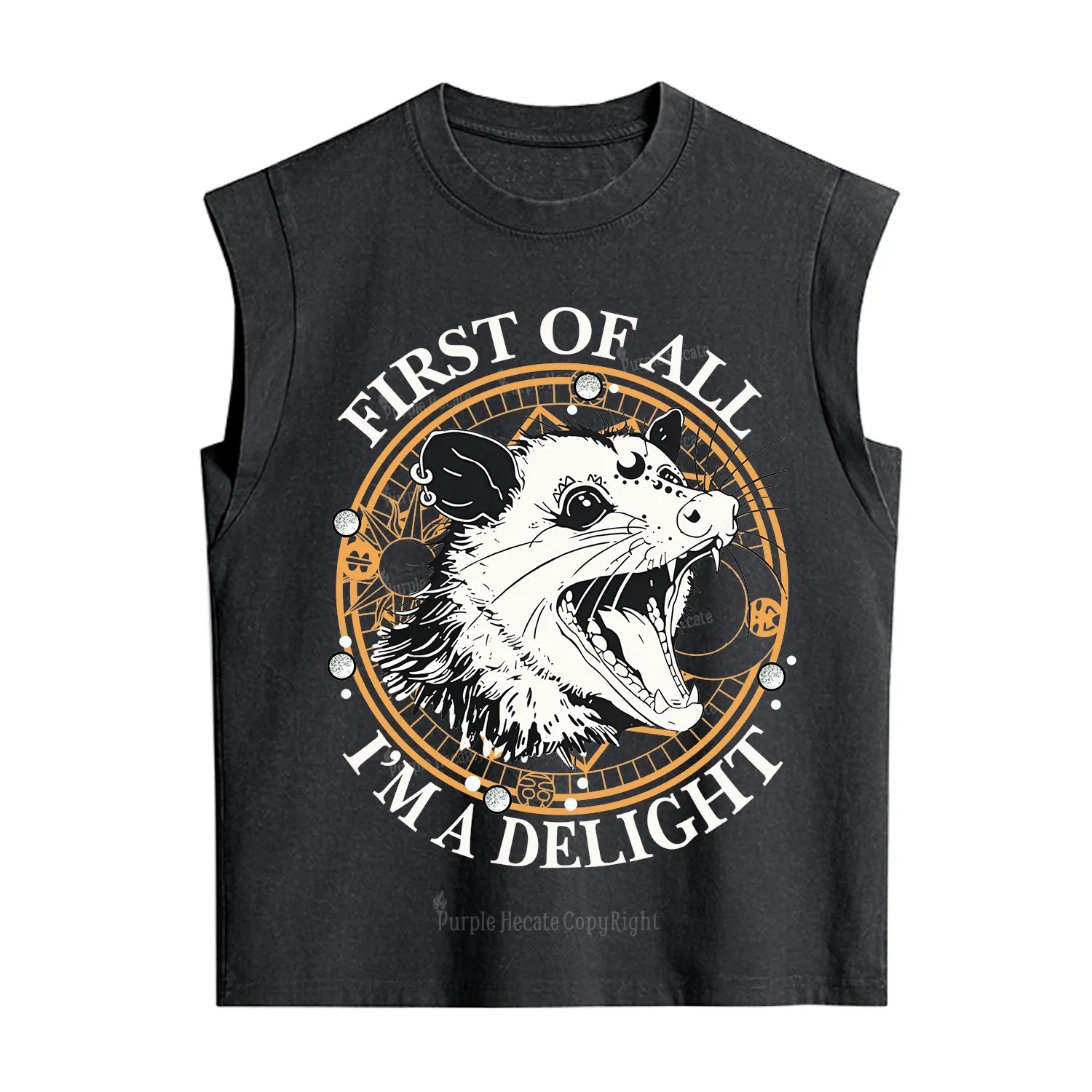 Purplehecate First Of All I Am A Delightful Angry Opossum Vintage Washed Tank