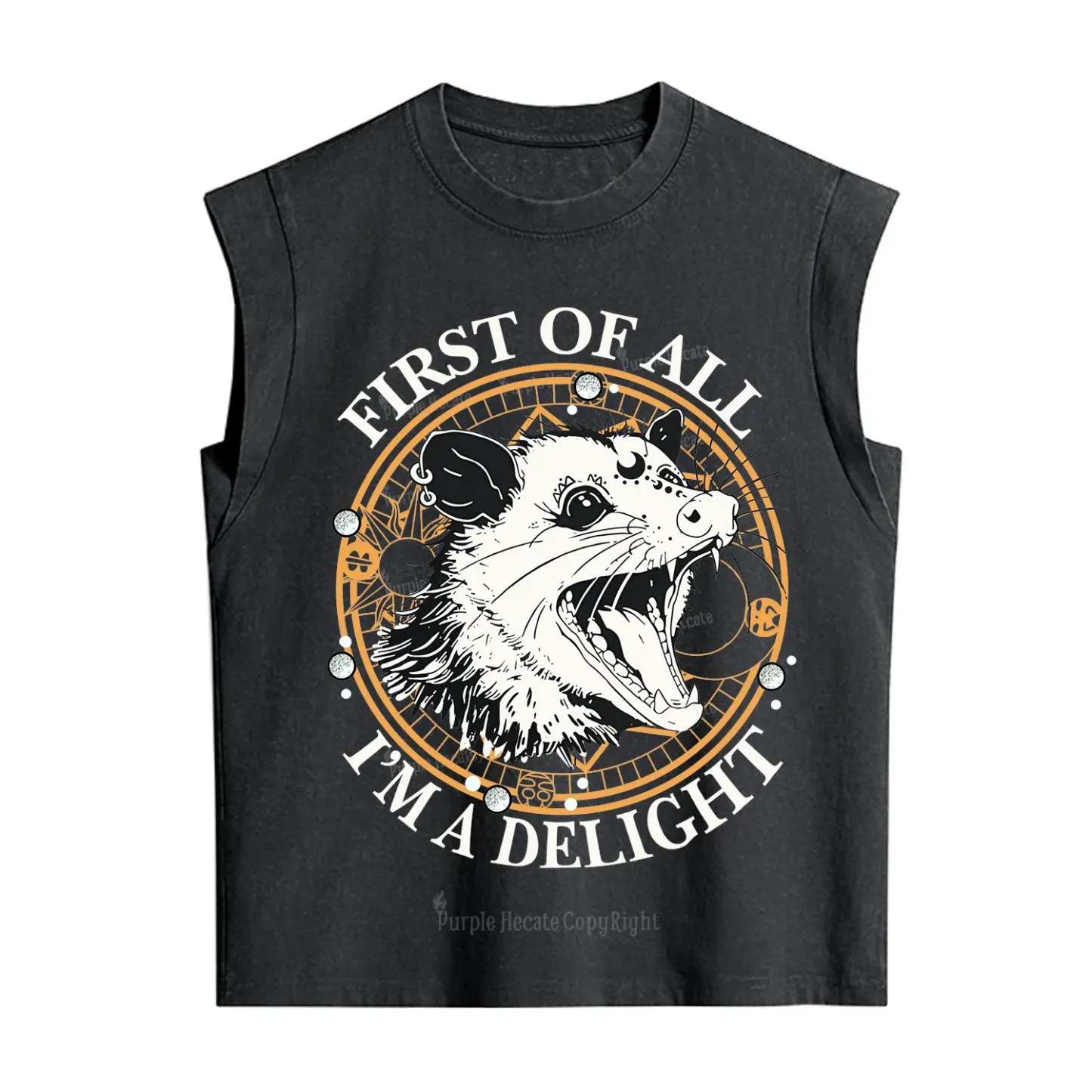 Purplehecate First Of All I Am A Delightful Angry Opossum Vintage Washed Tank