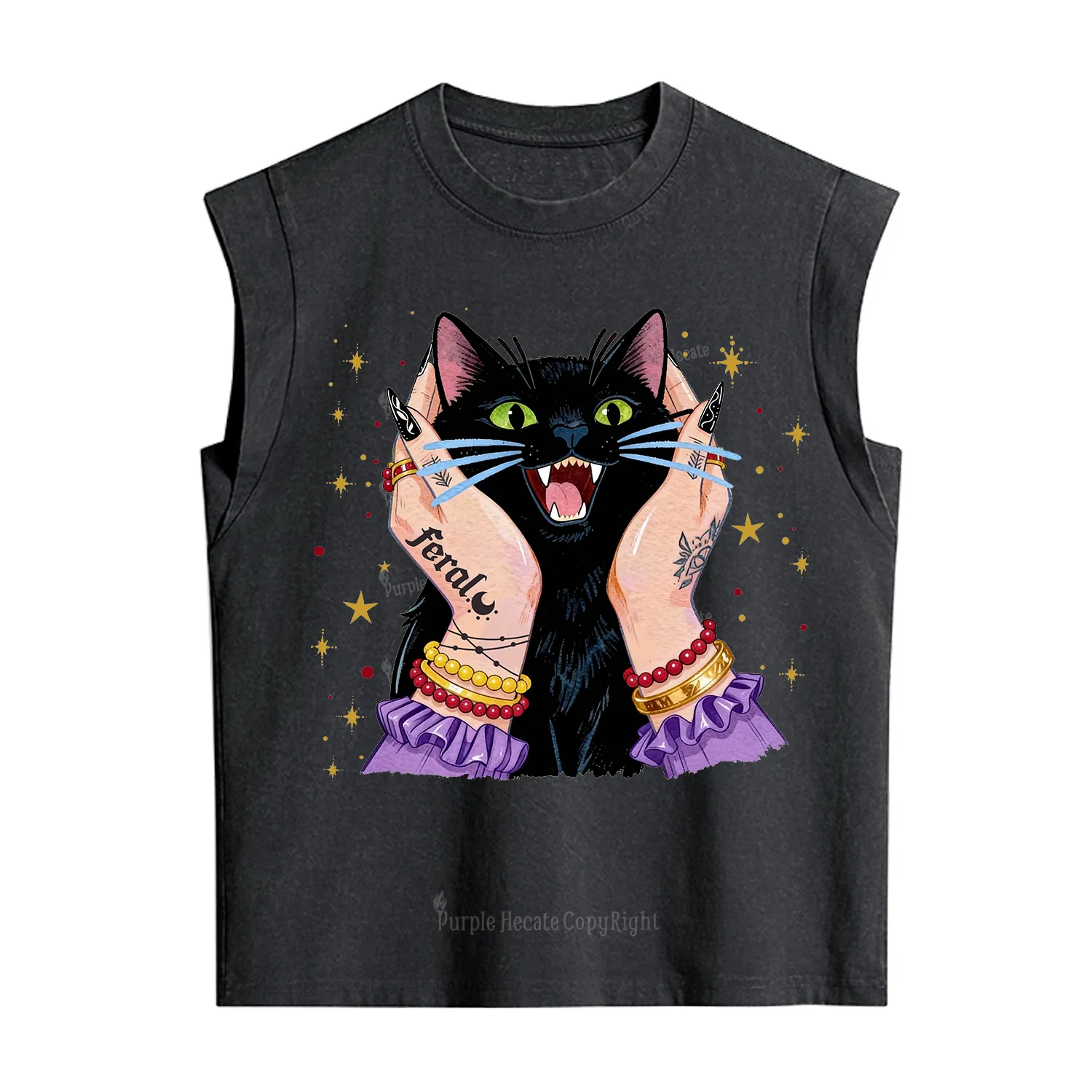 Purplehecate Feral Cat Magic Vintage Washed Tank