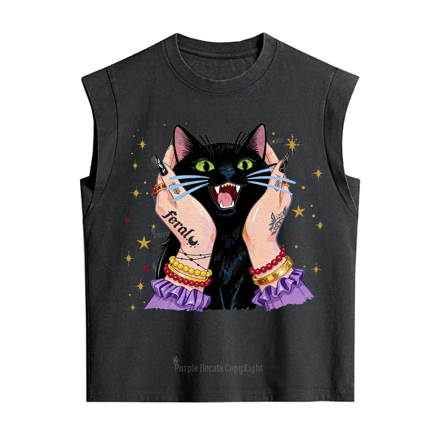 Purplehecate Feral Cat Magic Vintage Washed Tank