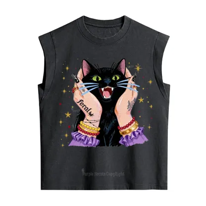 Purplehecate Feral Cat Magic Vintage Washed Tank