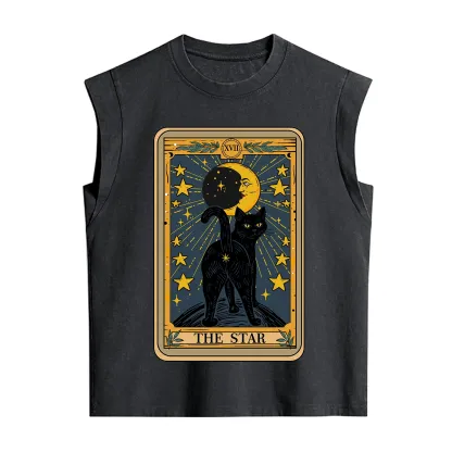 Purplehecate The Star Tarot Cat Vintage Washed Tank