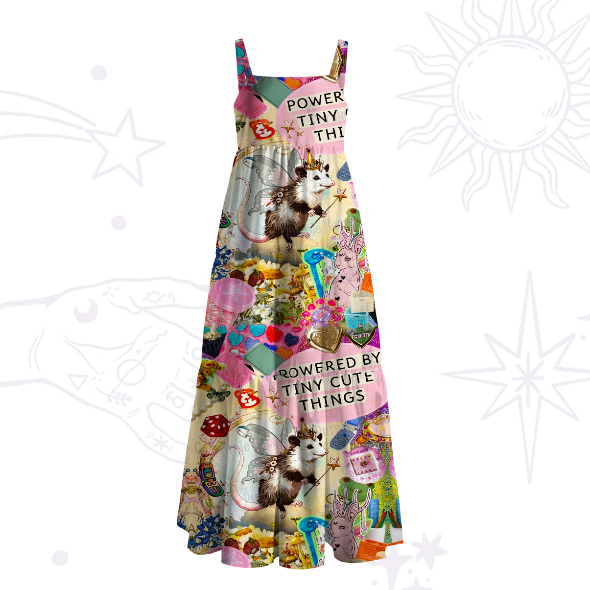 Purplehecate The Opossum Queen's Hoard Wide Straps Maxi Dress