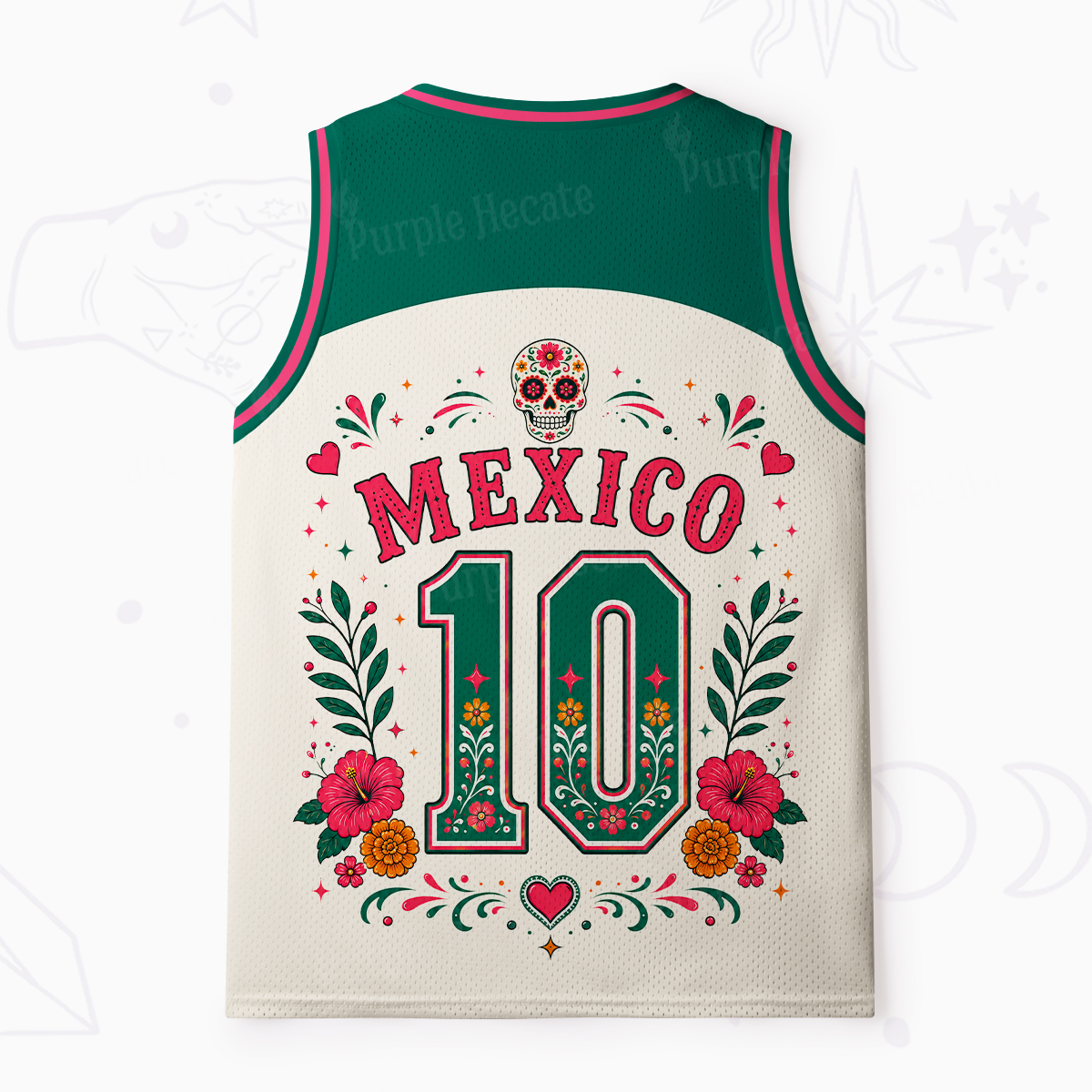 Purplehecate Mexico Day of the Dead Soccer Mesh Jersey Tank Top