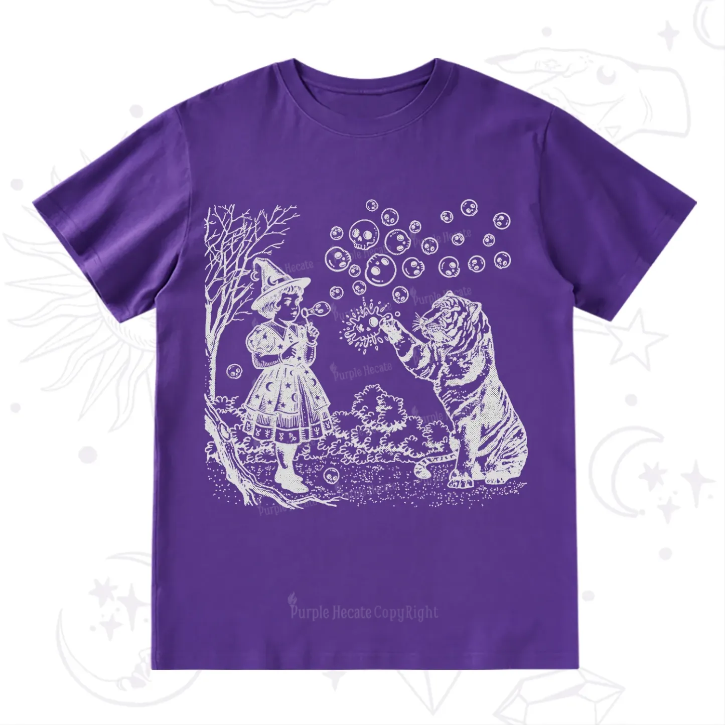 Purplehecate Girl and Tiger T-Shirt