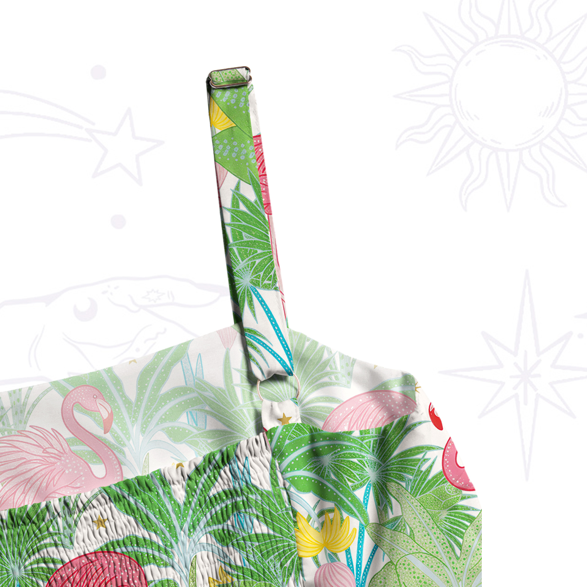 Purplehecate Flamingo Jungle Paradise Wide Straps Maxi Dress