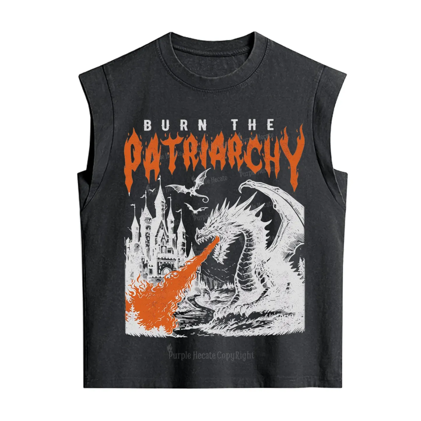 Purplehecate Burn the Patriarchy Dragon Vintage Washed Tank