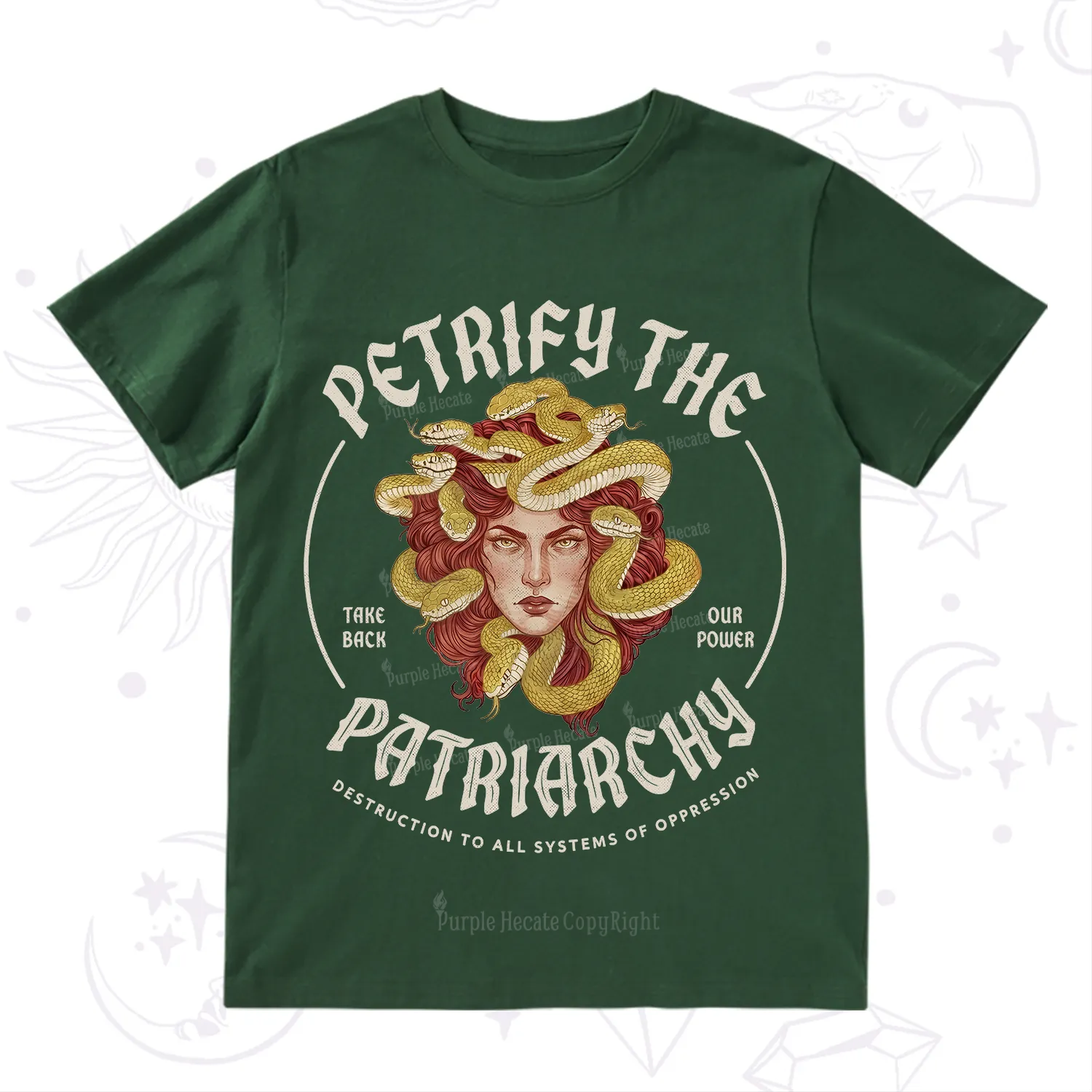 Purplehecate Petrify Patriarchy Medusa T-Shirt