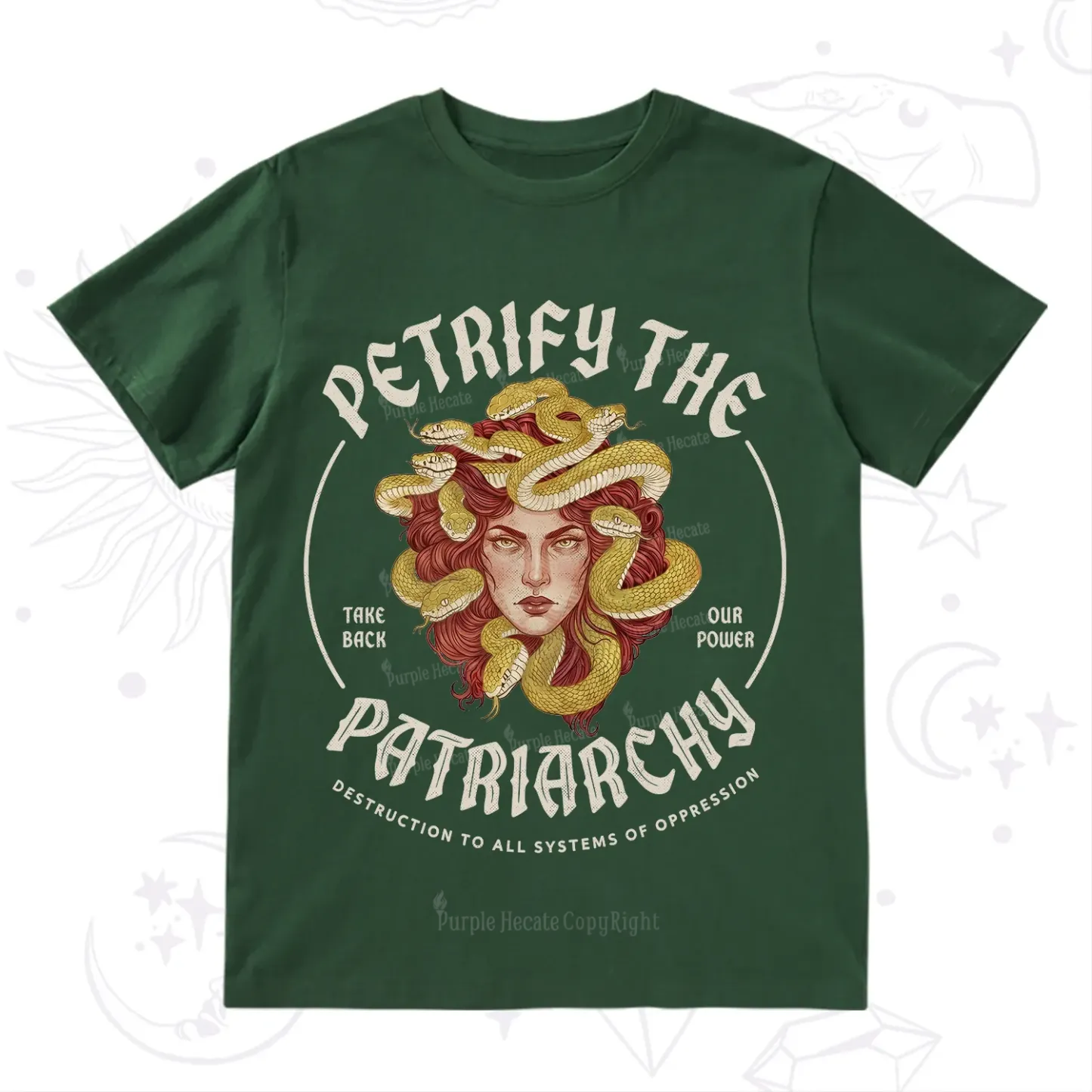 Purplehecate Petrify Patriarchy Medusa T-Shirt